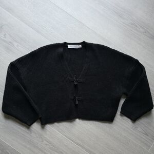 bishop + young Black Cardigan Cropped